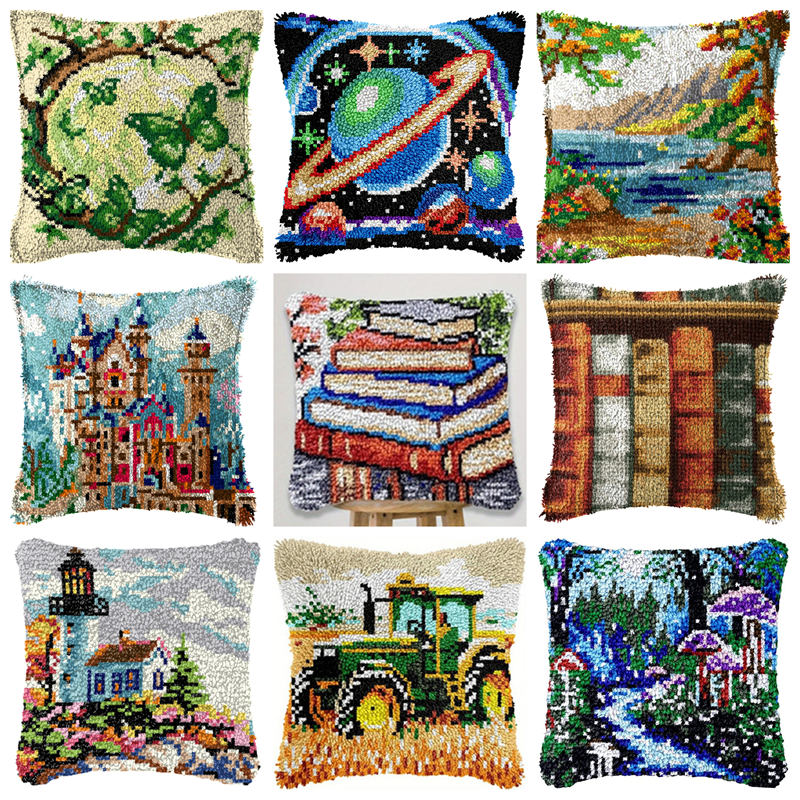 Printed Embroidery Kit - Landscape Books Latch Hook Kit Mats