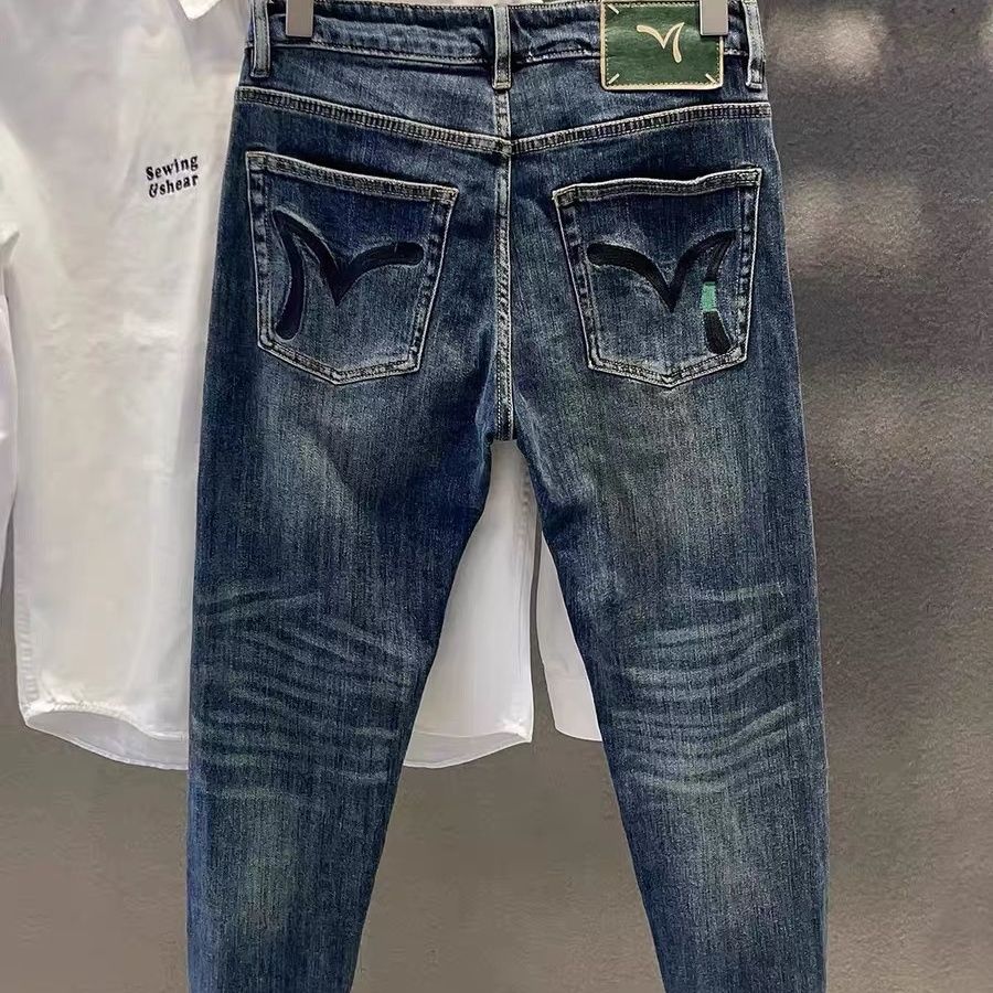Embroidery On Jeans - Menswear Clothing Retro Jeans Men's Spring