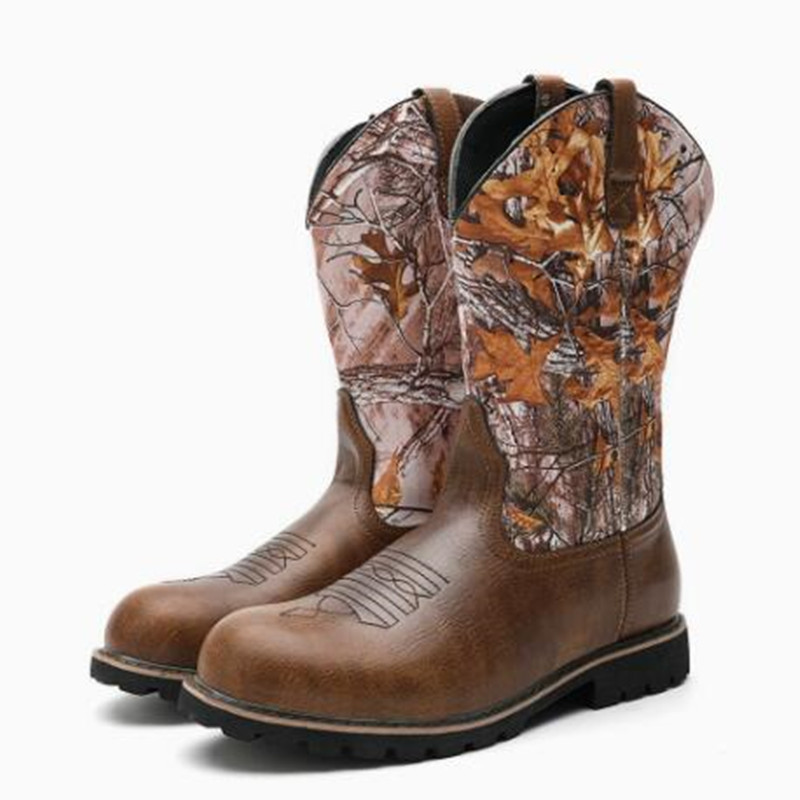 Embroidery Print - Men's Boots Classic Handmade Embroidery Leather