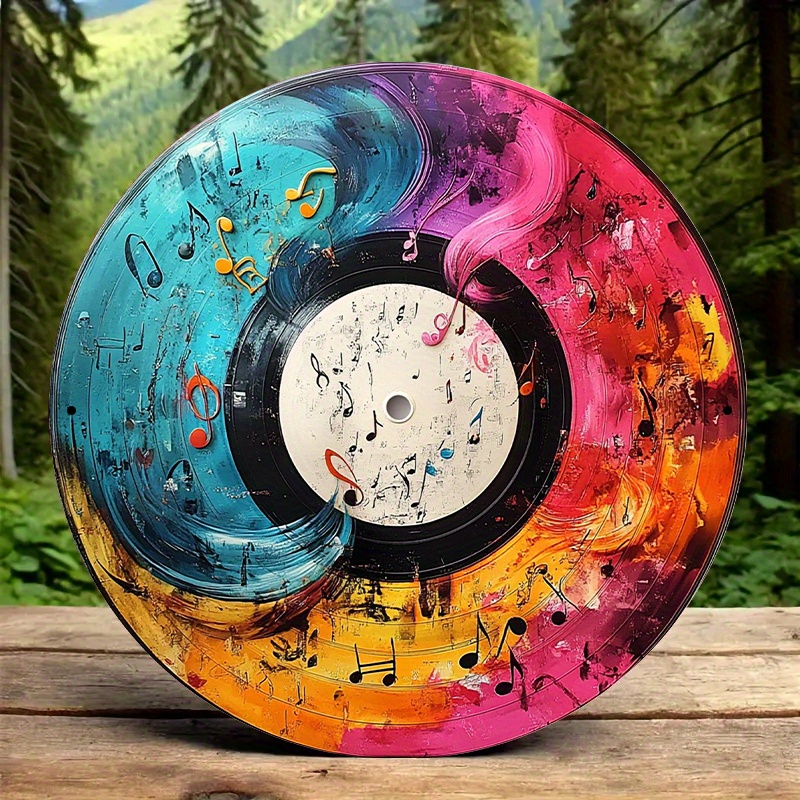 Embroidery Studio - Colorful Vinyl Record Music Note 2D