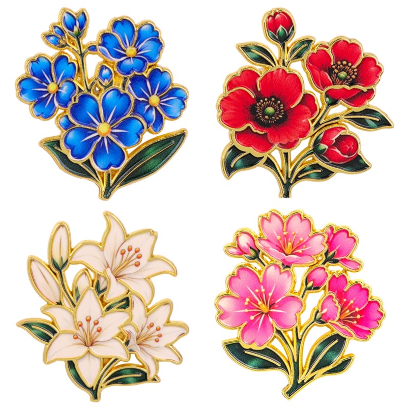 Embroidery Wallpaper - Cute Vintage Colorful Floral Enamel Pin