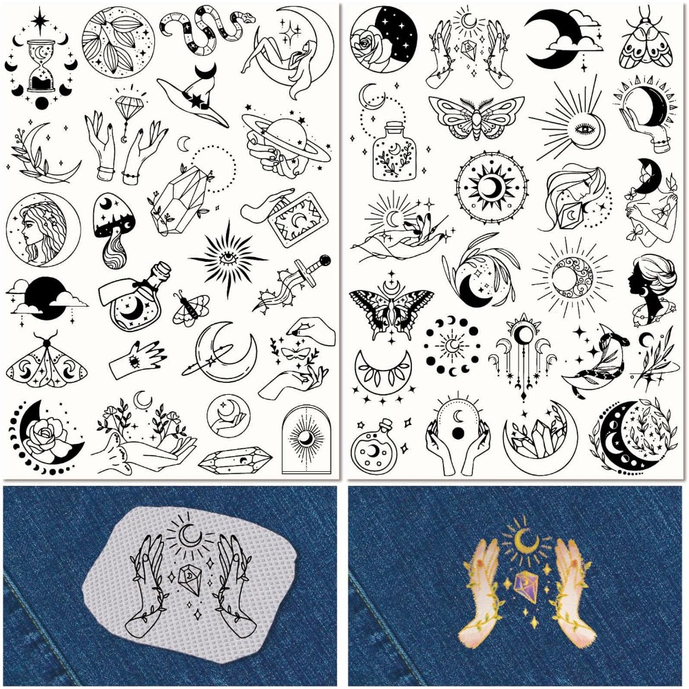 Embroidery Meaning - 51Pcs Boho Moon Sun Water Soluble