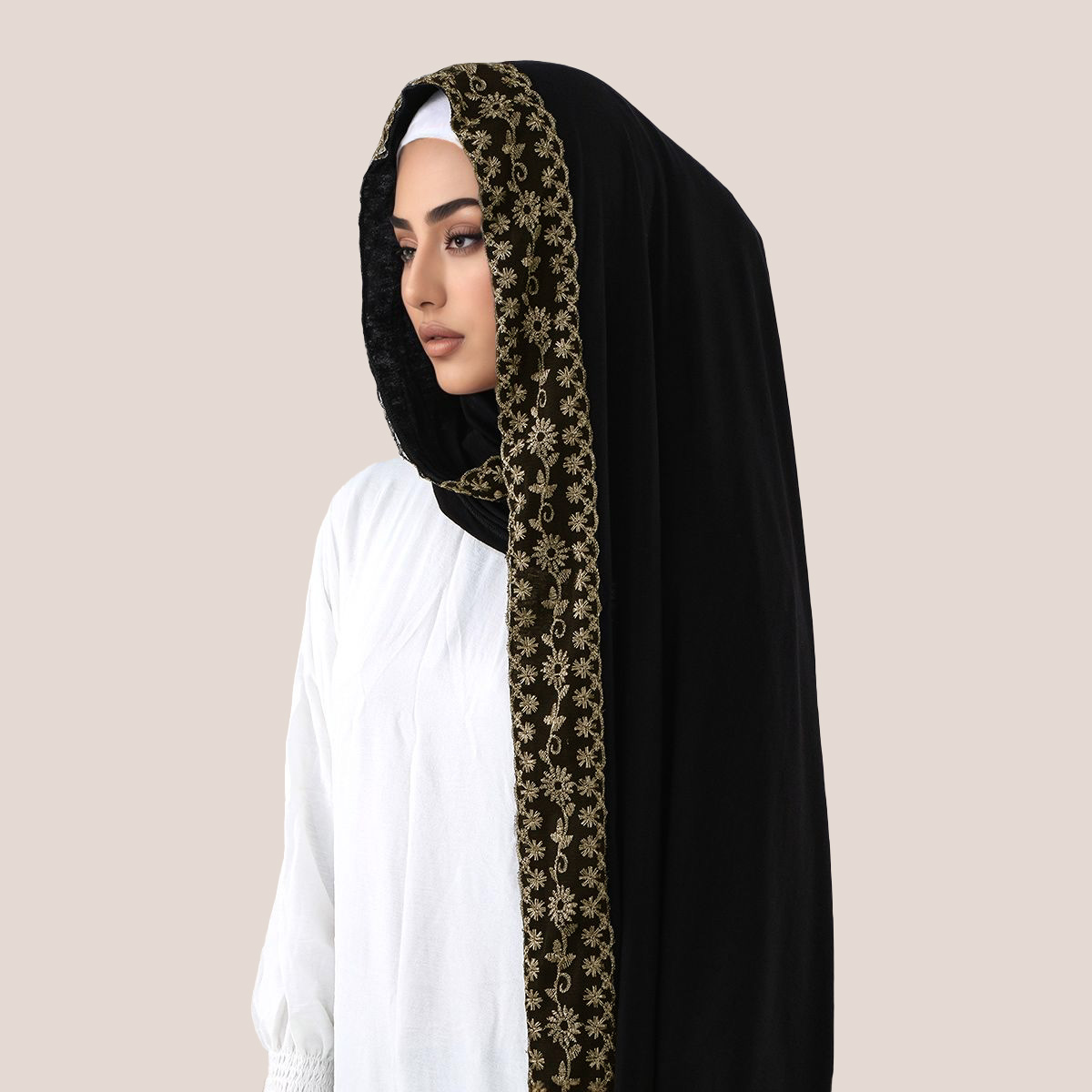 Lace Embroidery Cotton Jersey  - đánh giá và giá Embroidery Hijab