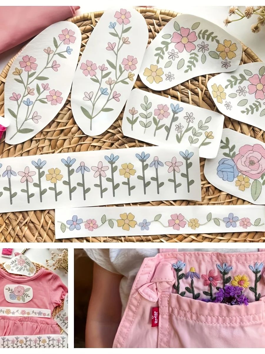 1 Set of 8pcs Colorful Graphic - đánh giá và giá Printed Embroidery Kit