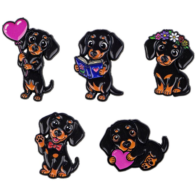 5pcs Cute Dachshund Enamel Pin - đánh giá và giá Embroidery Wallpaper