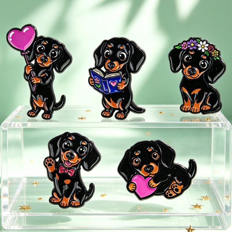 5pcs Cute Dachshund Enamel Pin - đánh giá và giá Embroidery Wallpaper