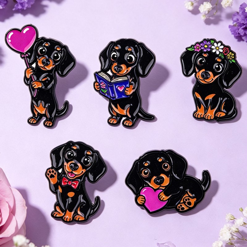 5pcs Cute Dachshund Enamel Pin - đánh giá và giá Embroidery Wallpaper