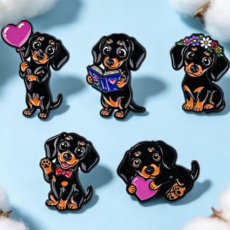 5pcs Cute Dachshund Enamel Pin - đánh giá và giá Embroidery Wallpaper