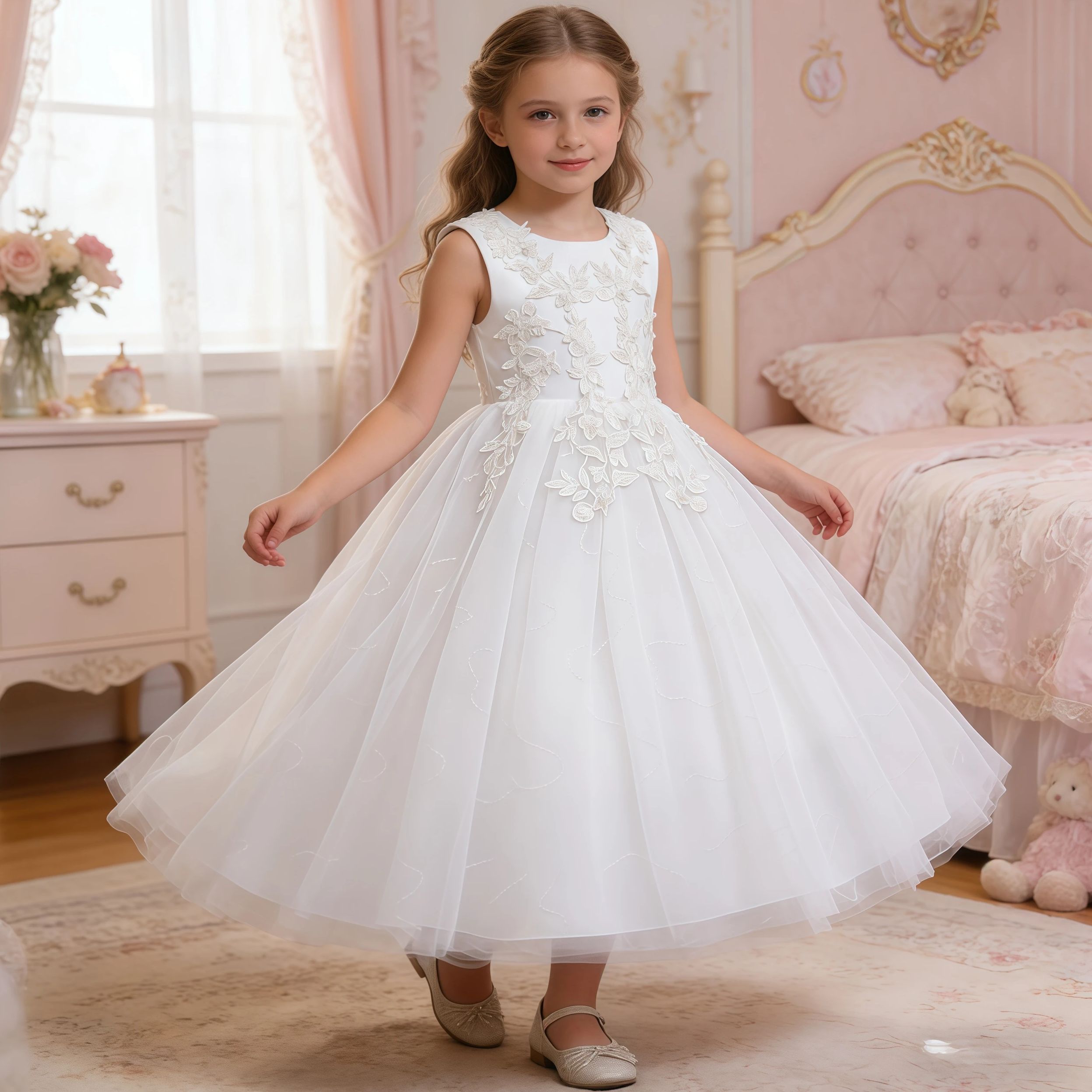 Teenage Girls Sequins Embroide - đánh giá và giá Embroidery White Dress