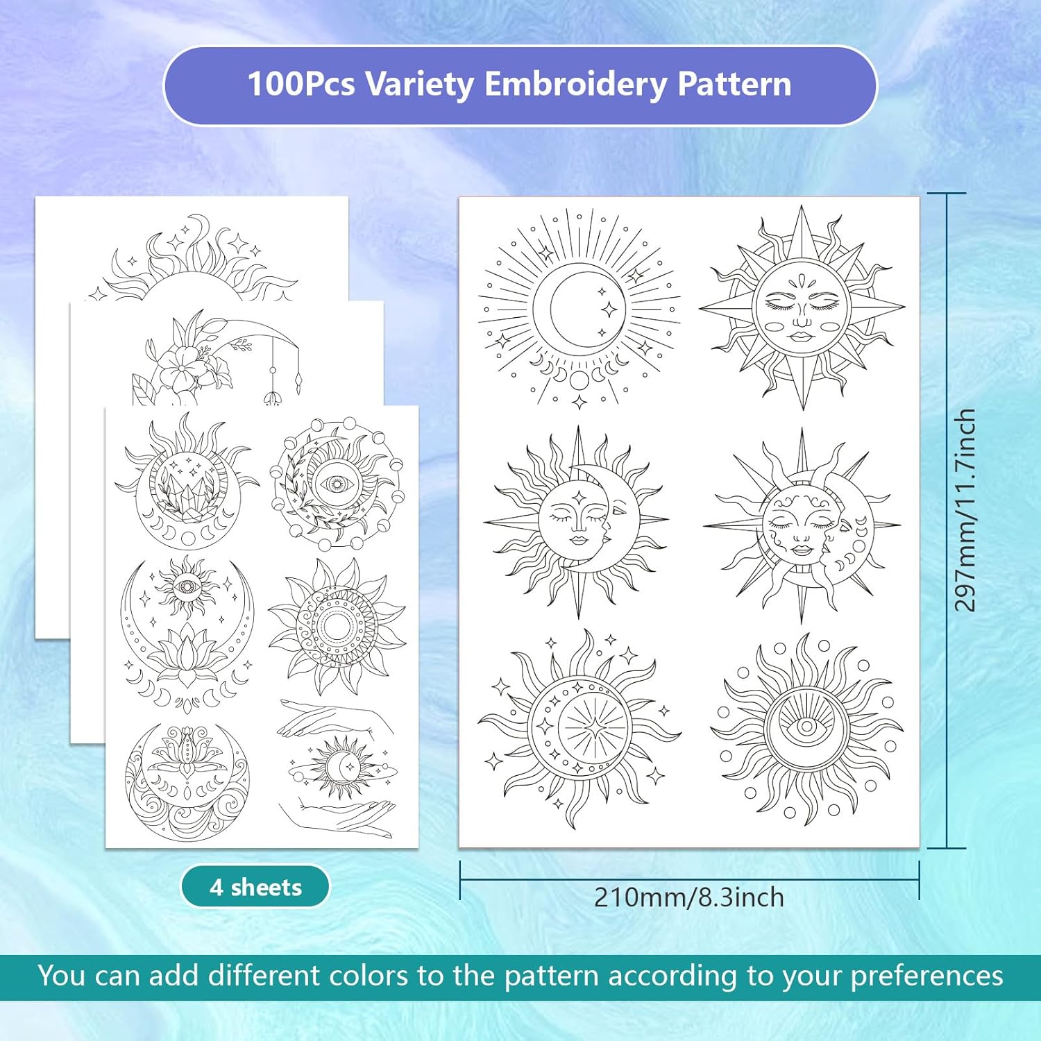 Sun Moon Pattern Water Soluble - đánh giá và giá Embroidery Meaning
