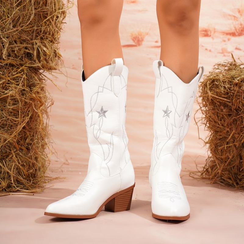 Women's Boots Mid-Calf Pointed - đánh giá và giá Embroidery Details