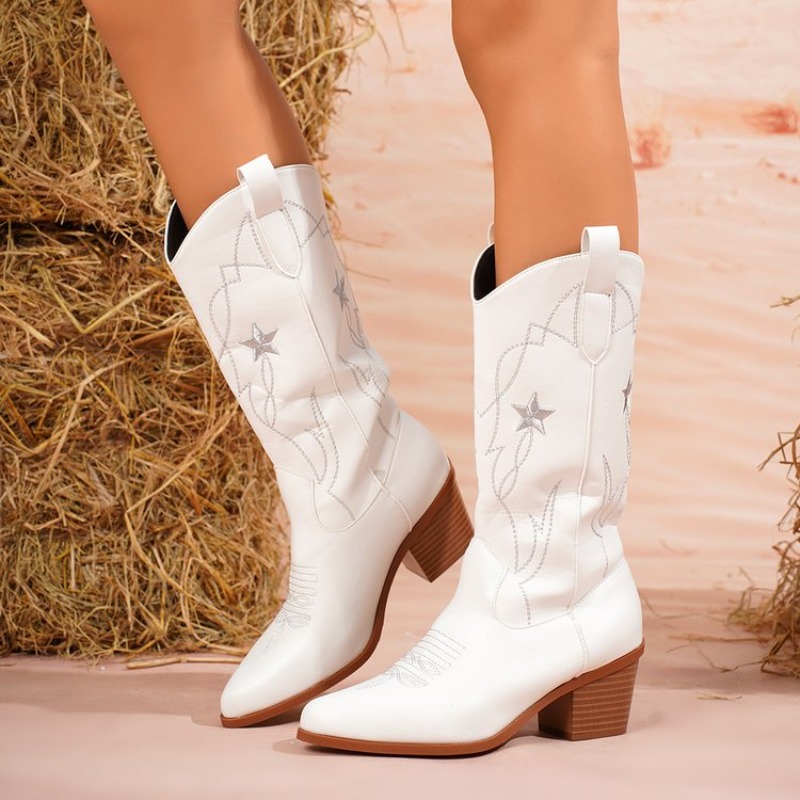 Women's Boots Mid-Calf Pointed - đánh giá và giá Embroidery Details