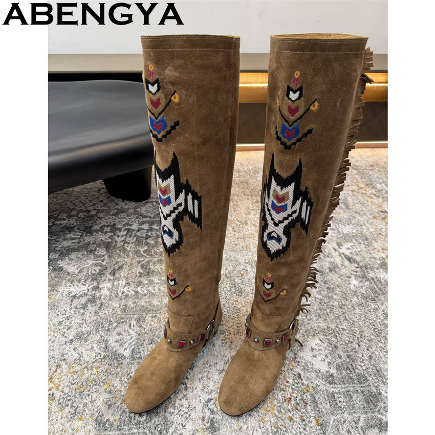 ABENGYA 2026 Winter New Knee H - đánh giá và giá Embroidery Print