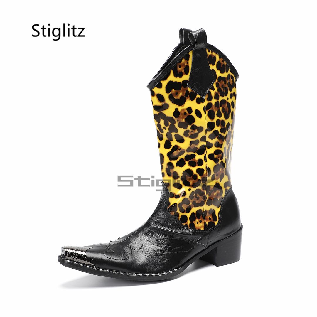 Men's Leopard Print Riding Boo - đánh giá và giá Embroidery Print