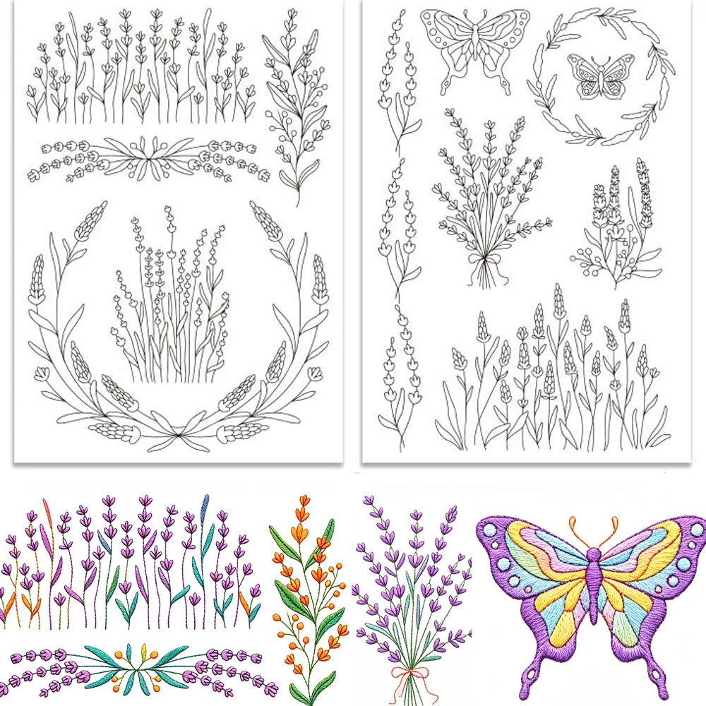 Lavender Flower Butterfly Wate - đánh giá và giá Embroidery Meaning