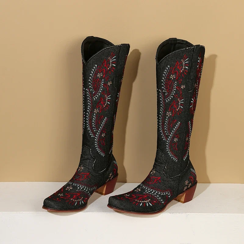 Blue Denim Western Cowgirl Kne - đánh giá và giá Embroidery On Jeans