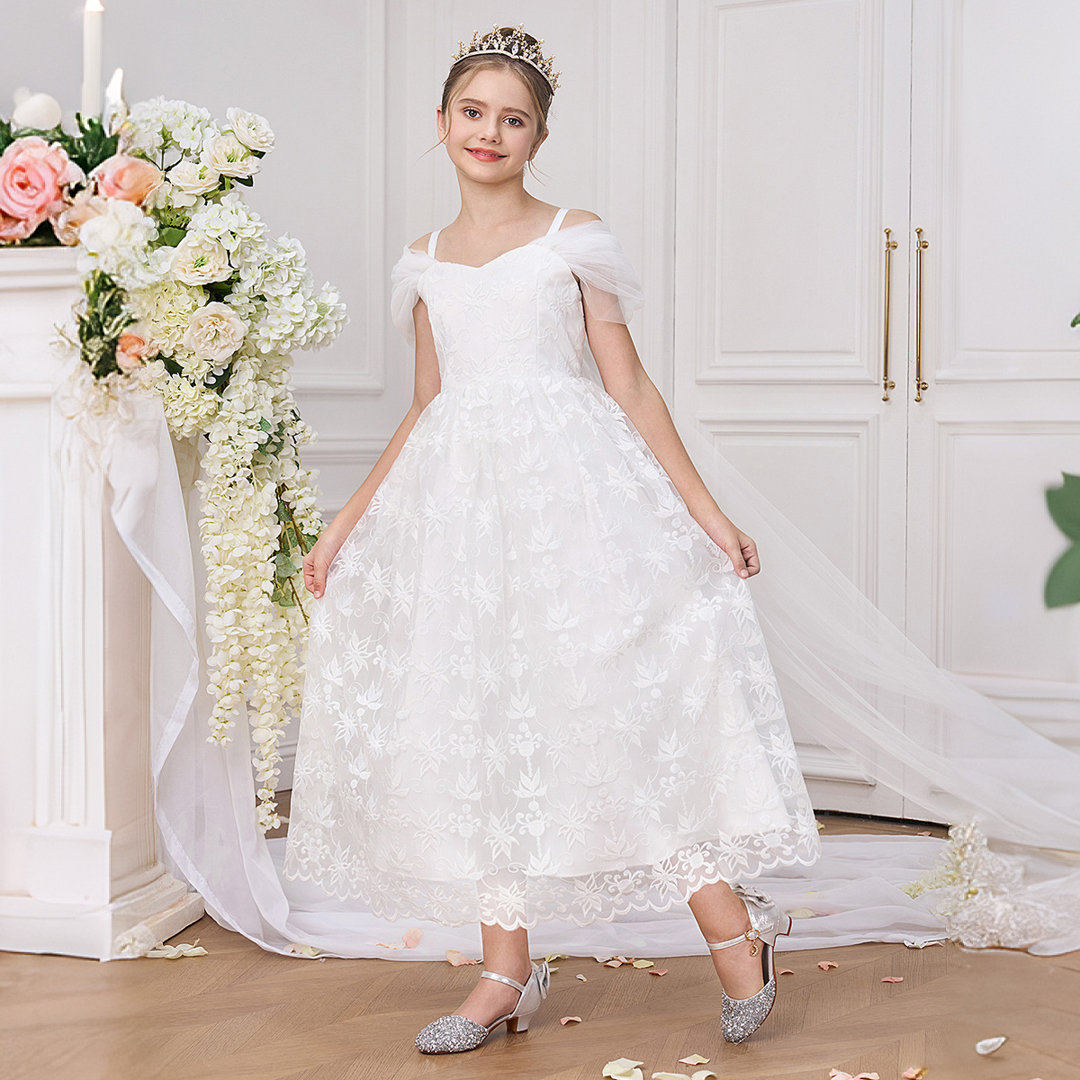 Elegant White Bridesmaid Party - đánh giá và giá Embroidery White Dress